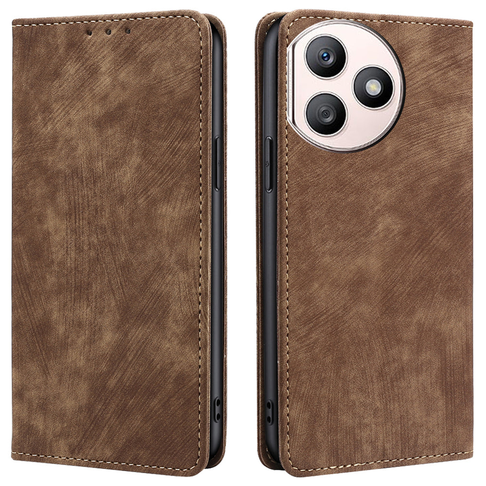 Wallet Case for Honor X50i+ 5G Cover RFID Blocking PU Leather Card Slots Phone Protector - Brown Wallet Case for Honor X50i+ 5G Cover RFID Blocking PU Leather Card Slots Phone Protector - Brown